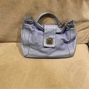 Calvin Klein  baby blue  leather bag with magnetic closure